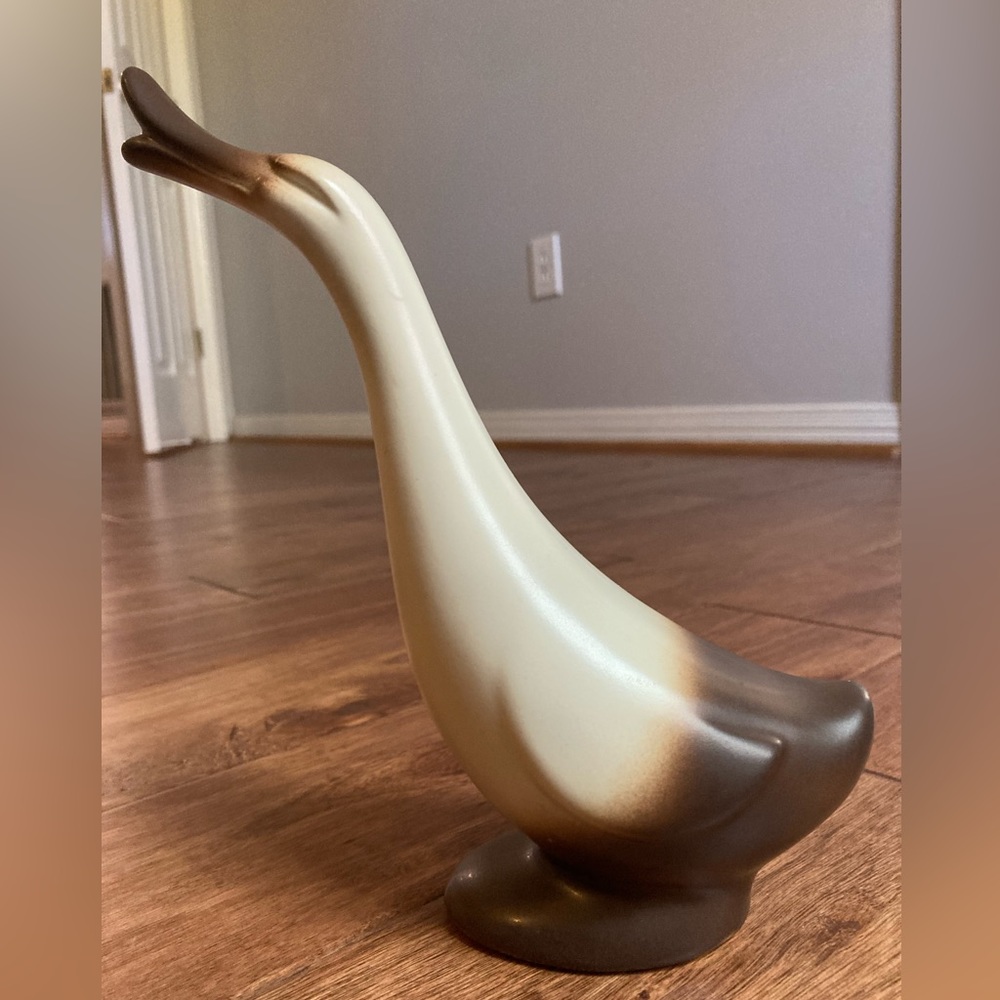 1950s Stanford Sebring Cream/Brown Goose Figurine Mid Century Atomic Era Pottery